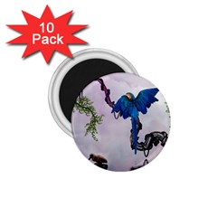 Wonderful Blue Parrot In A Fantasy World 1 75  Magnets (10 Pack)  by FantasyWorld7