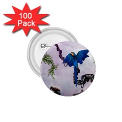 Wonderful Blue Parrot In A Fantasy World 1 75  Buttons (100 Pack)  by FantasyWorld7