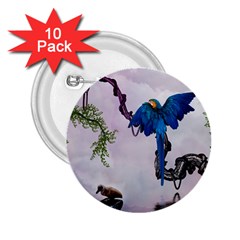 Wonderful Blue Parrot In A Fantasy World 2 25  Buttons (10 Pack)  by FantasyWorld7