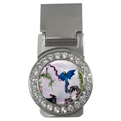 Wonderful Blue Parrot In A Fantasy World Money Clips (cz)  by FantasyWorld7