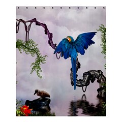 Wonderful Blue Parrot In A Fantasy World Shower Curtain 60  X 72  (medium)  by FantasyWorld7