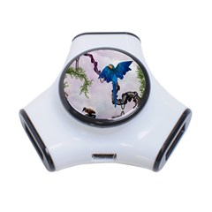 Wonderful Blue Parrot In A Fantasy World 3-port Usb Hub by FantasyWorld7