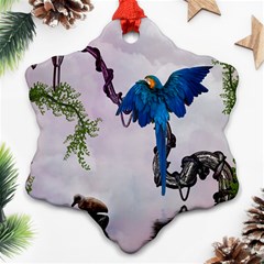 Wonderful Blue Parrot In A Fantasy World Ornament (snowflake) by FantasyWorld7