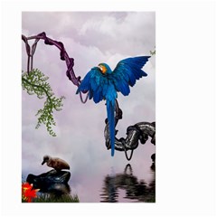 Wonderful Blue Parrot In A Fantasy World Large Garden Flag (two Sides) by FantasyWorld7