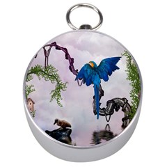 Wonderful Blue Parrot In A Fantasy World Silver Compasses by FantasyWorld7