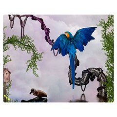 Wonderful Blue Parrot In A Fantasy World Double Sided Flano Blanket (medium)  by FantasyWorld7