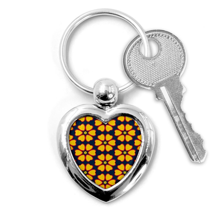 Yellow flowers pattern         			Key Chain (Heart)