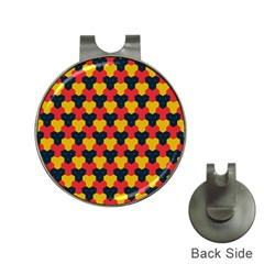 Red Blue Yellow Shapes Pattern        			golf Ball Marker Hat Clip by LalyLauraFLM