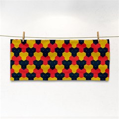 Red Blue Yellow Shapes Pattern        			hand Towel by LalyLauraFLM