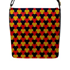 Red Blue Yellow Shapes Pattern        			flap Closure Messenger Bag (l) by LalyLauraFLM