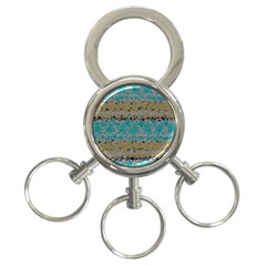 Blue Brown Waves       			3-ring Key Chain by LalyLauraFLM