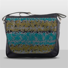 Blue Brown Waves       			messenger Bag by LalyLauraFLM