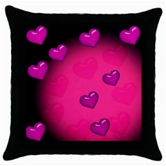 Pink Hearth Background Wallpaper Texture Throw Pillow Case (black) by Nexatart