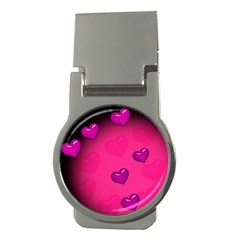 Pink Hearth Background Wallpaper Texture Money Clips (round)  by Nexatart