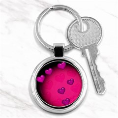 Pink Hearth Background Wallpaper Texture Key Chains (round)  by Nexatart