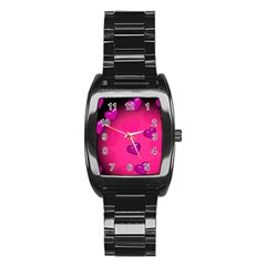 Pink Hearth Background Wallpaper Texture Stainless Steel Barrel Watch by Nexatart