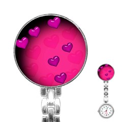 Pink Hearth Background Wallpaper Texture Stainless Steel Nurses Watch by Nexatart