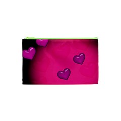 Pink Hearth Background Wallpaper Texture Cosmetic Bag (xs) by Nexatart