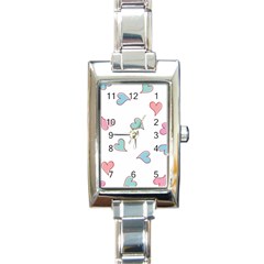 Colorful Random Hearts Rectangle Italian Charm Watch by Nexatart