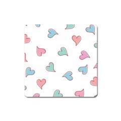 Colorful Random Hearts Square Magnet by Nexatart