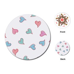 Colorful Random Hearts Playing Cards (round) 