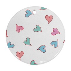 Colorful Random Hearts Round Ornament (two Sides) by Nexatart