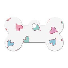 Colorful Random Hearts Dog Tag Bone (one Side) by Nexatart