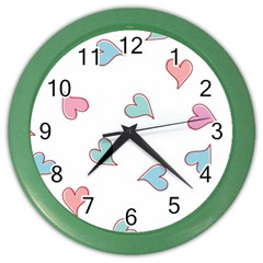 Colorful Random Hearts Color Wall Clocks by Nexatart