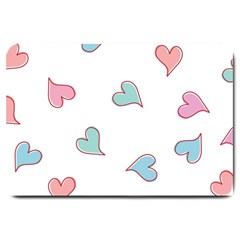 Colorful Random Hearts Large Doormat  by Nexatart