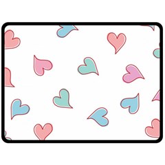 Colorful Random Hearts Fleece Blanket (large)  by Nexatart