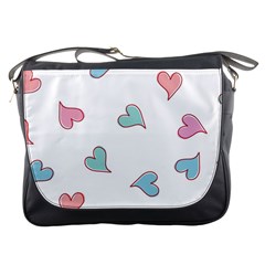 Colorful Random Hearts Messenger Bags by Nexatart