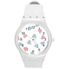 Colorful Random Hearts Round Plastic Sport Watch (m) by Nexatart