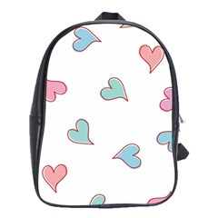 Colorful Random Hearts School Bags (xl)  by Nexatart