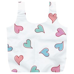 Colorful Random Hearts Full Print Recycle Bags (l)  by Nexatart