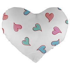 Colorful Random Hearts Large 19  Premium Flano Heart Shape Cushions by Nexatart