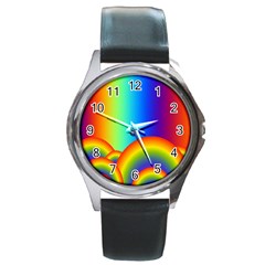 Background Rainbow Round Metal Watch by Nexatart