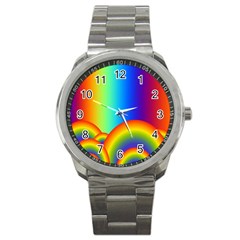 Background Rainbow Sport Metal Watch by Nexatart