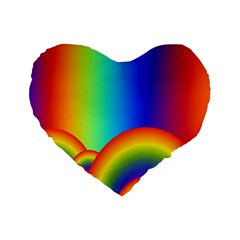 Background Rainbow Standard 16  Premium Flano Heart Shape Cushions by Nexatart