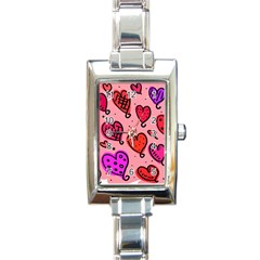 Valentine Wallpaper Whimsical Cartoon Pink Love Heart Wallpaper Design Rectangle Italian Charm Watch by Nexatart