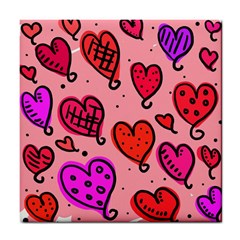 Valentine Wallpaper Whimsical Cartoon Pink Love Heart Wallpaper Design Tile Coasters by Nexatart