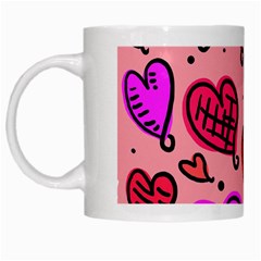 Valentine Wallpaper Whimsical Cartoon Pink Love Heart Wallpaper Design White Mugs by Nexatart