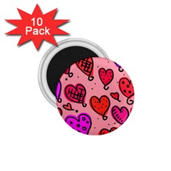 Valentine Wallpaper Whimsical Cartoon Pink Love Heart Wallpaper Design 1 75  Magnets (10 Pack)  by Nexatart