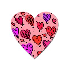 Valentine Wallpaper Whimsical Cartoon Pink Love Heart Wallpaper Design Heart Magnet by Nexatart