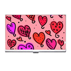 Valentine Wallpaper Whimsical Cartoon Pink Love Heart Wallpaper Design Business Card Holders by Nexatart