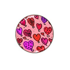 Valentine Wallpaper Whimsical Cartoon Pink Love Heart Wallpaper Design Hat Clip Ball Marker (4 Pack) by Nexatart