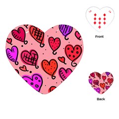 Valentine Wallpaper Whimsical Cartoon Pink Love Heart Wallpaper Design Playing Cards (heart)  by Nexatart