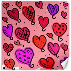 Valentine Wallpaper Whimsical Cartoon Pink Love Heart Wallpaper Design Canvas 20  X 20   by Nexatart