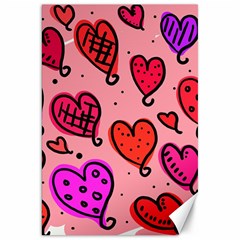 Valentine Wallpaper Whimsical Cartoon Pink Love Heart Wallpaper Design Canvas 20  X 30   by Nexatart