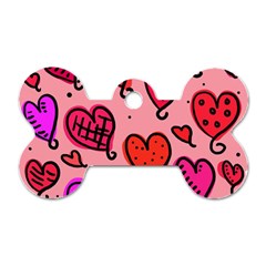 Valentine Wallpaper Whimsical Cartoon Pink Love Heart Wallpaper Design Dog Tag Bone (two Sides) by Nexatart