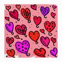 Valentine Wallpaper Whimsical Cartoon Pink Love Heart Wallpaper Design Medium Glasses Cloth (2-side) by Nexatart